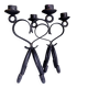 2 double brutalist candle holders in hand-forged iron. Folk art 1960.