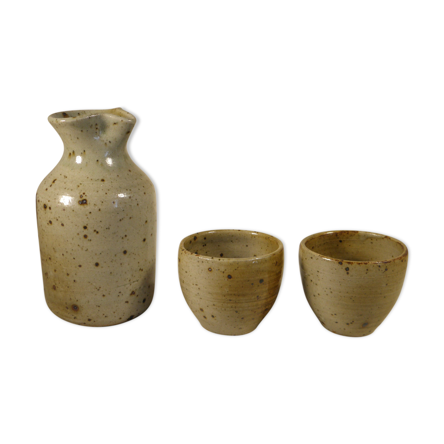 Decanter and sandstone cups 70s