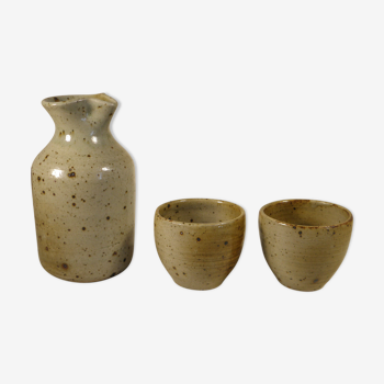 Decanter and sandstone cups 70s