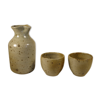 Decanter and sandstone cups 70s