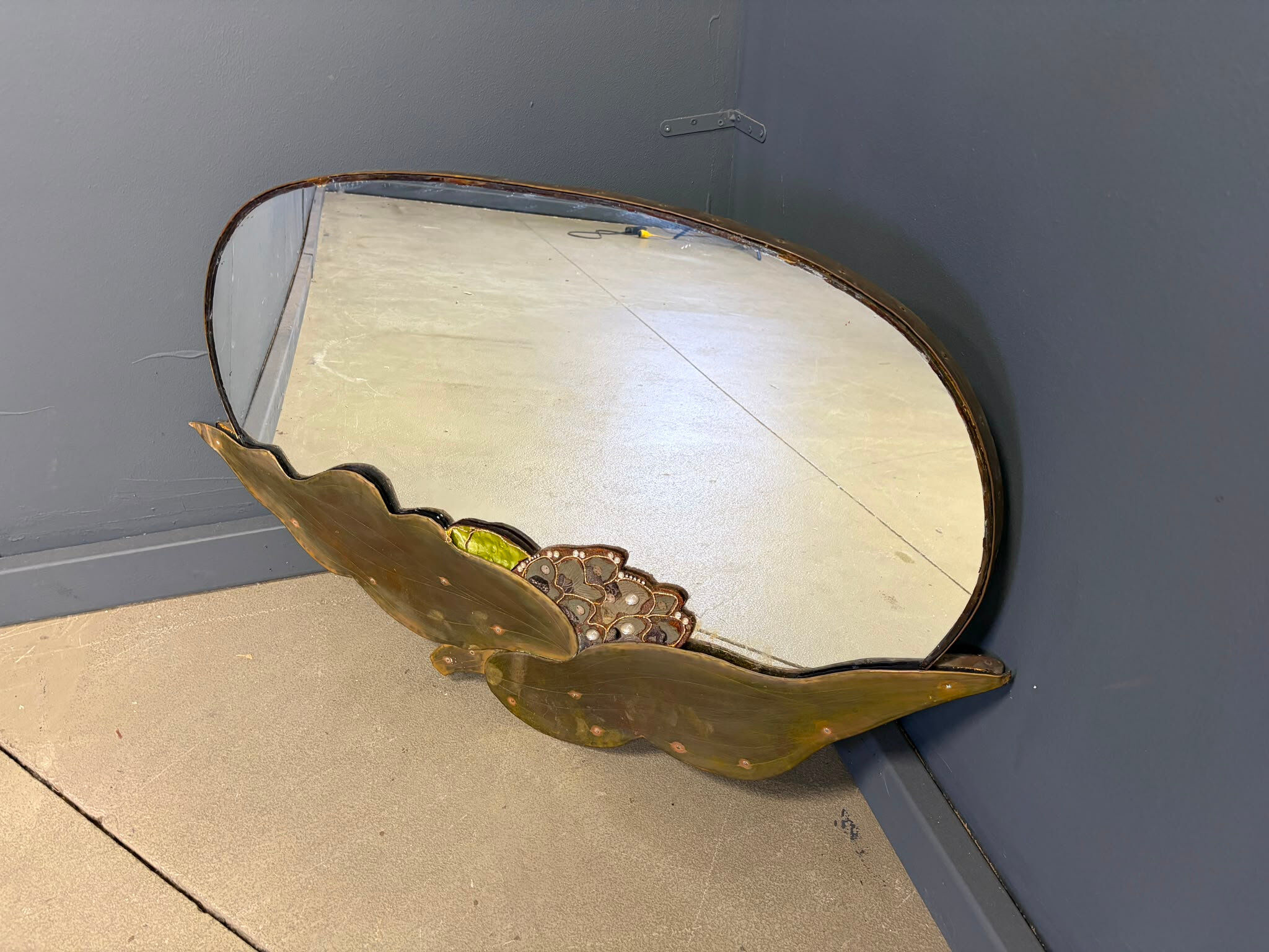 Vintage brass floral mirror, 1960s