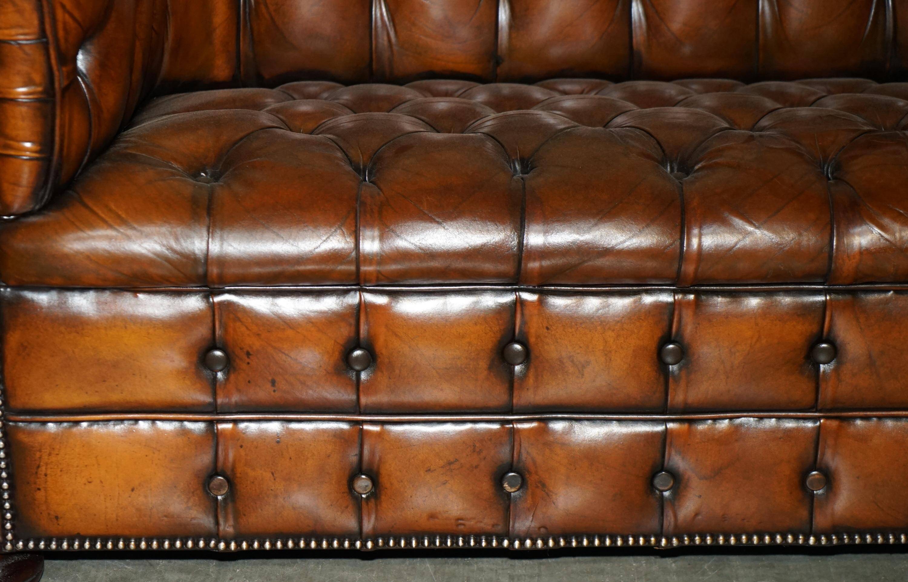 Chesterfield leather sofa, Art Deco style, fully restored.