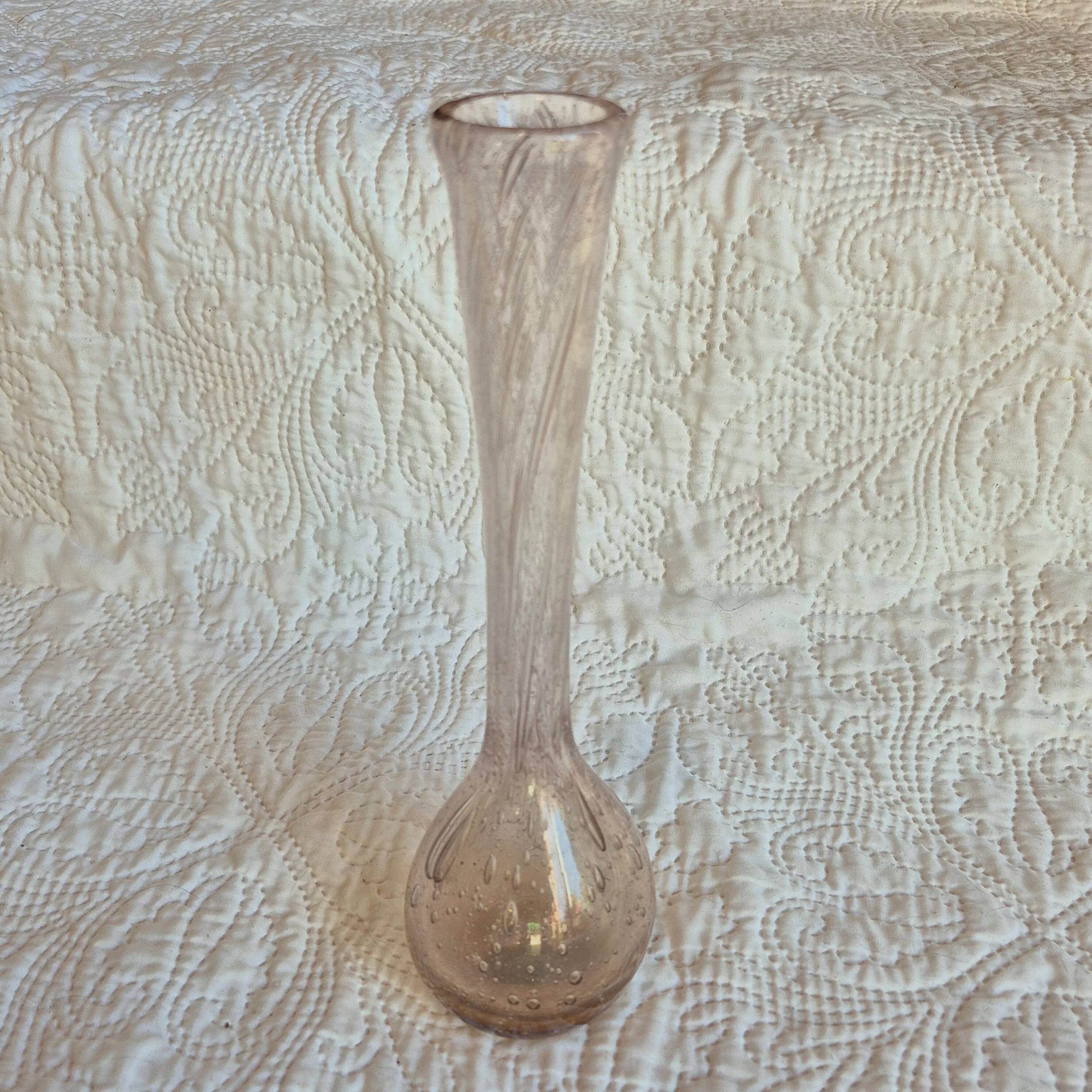 La Rochère pink bubble glass soliflore vase – mouth-blown