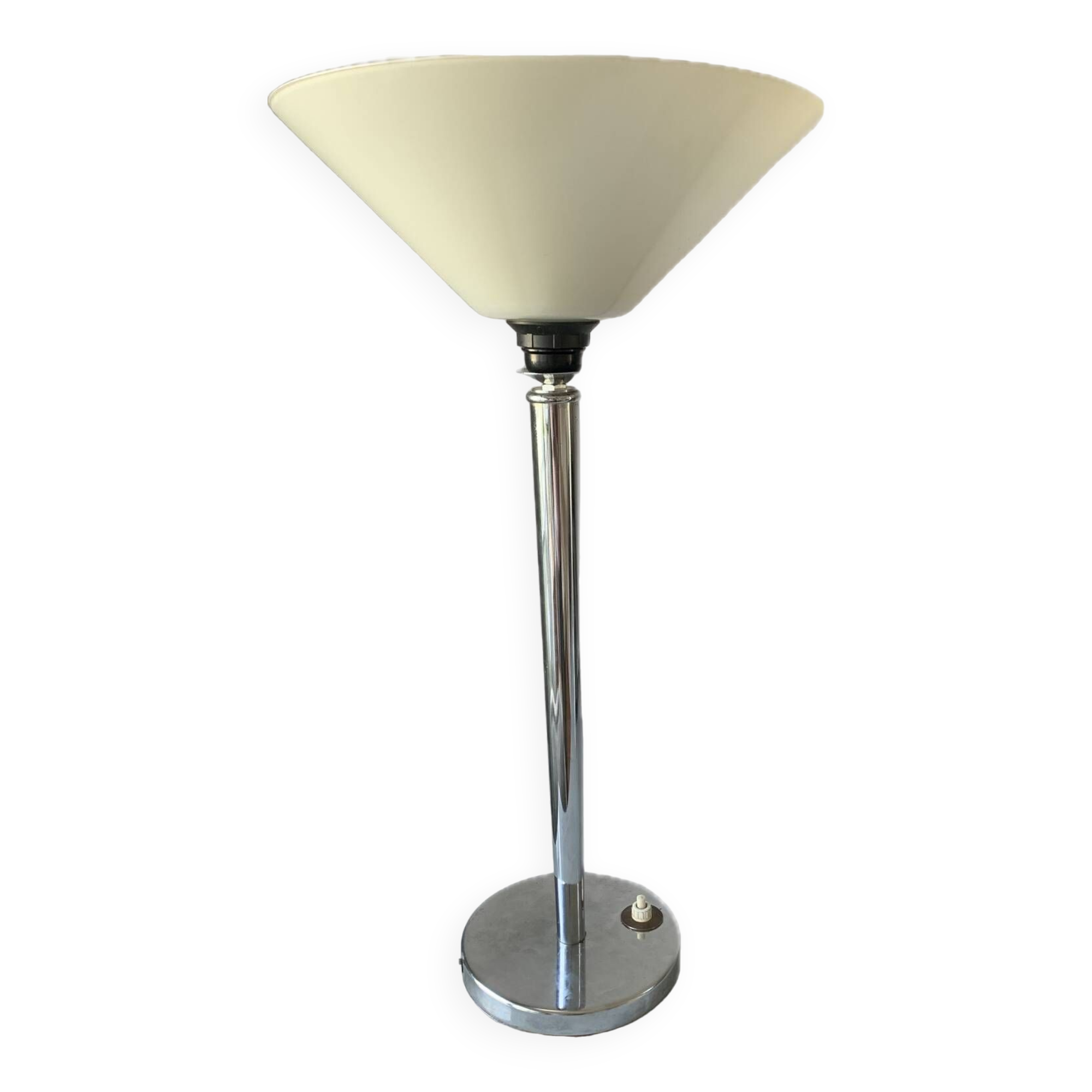 Art deco white opaline chrome lamp
