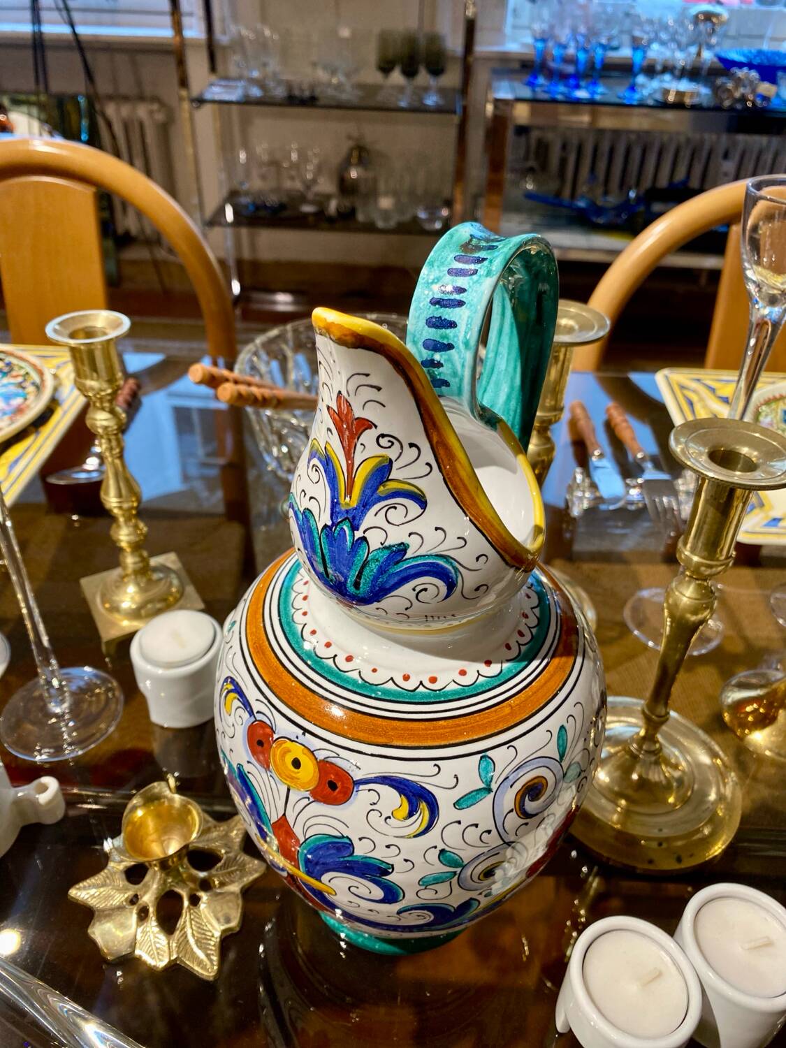 Deruta Italian earthenware pitcher