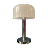Chrome space age table lamp with white plexiglass mushroom shade