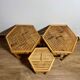Vintage Boho Mid Century Bamboo Hexagonal Side Coffee Tables Flower Stools