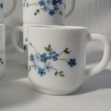 Set of 10 Arcopal espresso coffee cups - Forget-me-not pattern