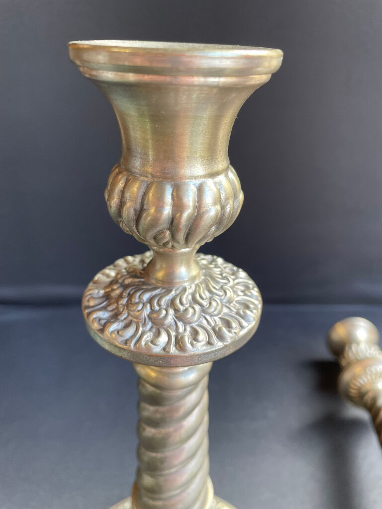 Pair of candle holders - Napoleon III - Silver metal