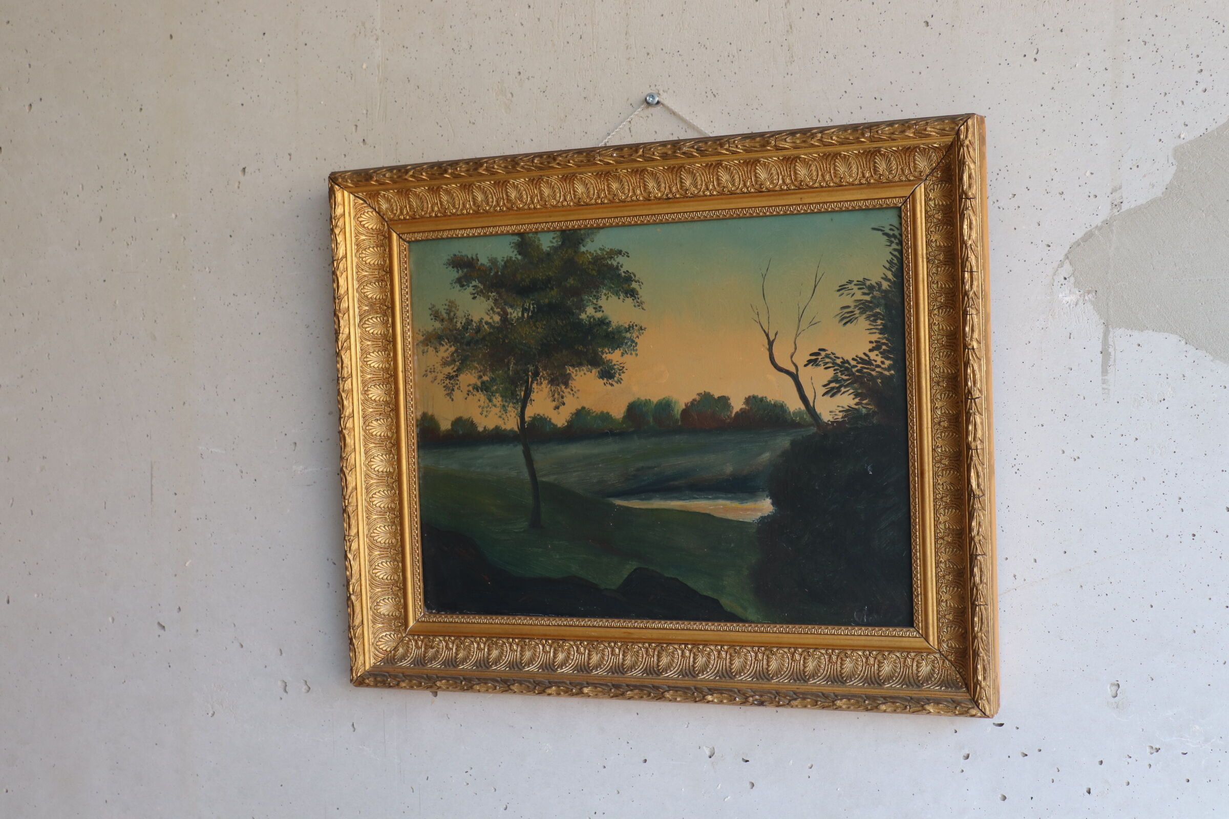 Oil on old landscape panel