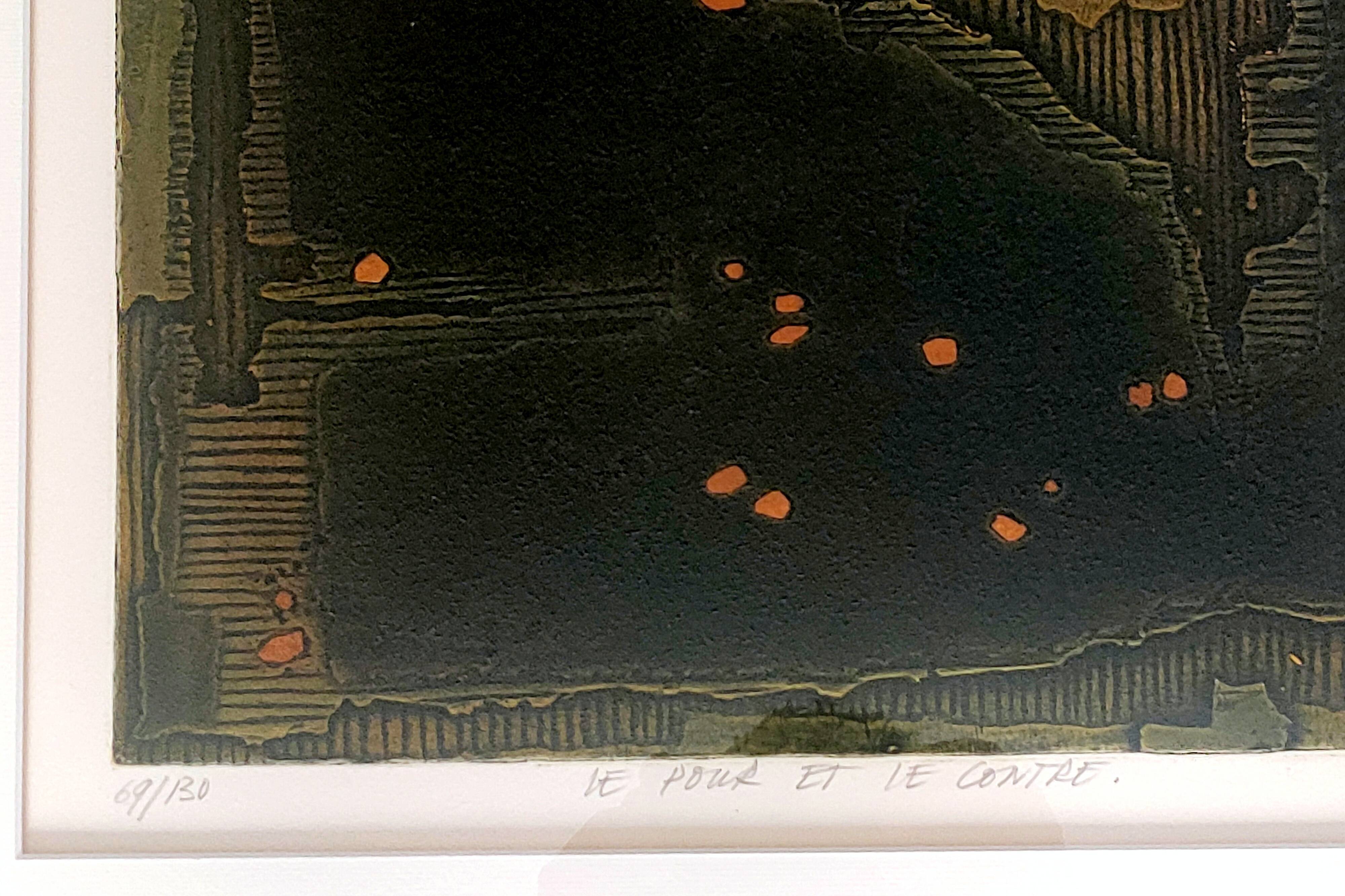 Tableau Suzanne RUNACHER – Gravure 69/130, ''Le Pour et le Contre'' - 1966