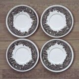 Set of 4 Saucers Quality Retired Villeroy & Boch Black/White Anjou Design 4655