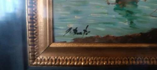 huile GIOVANNI BERTE' ANS 50 PAYSAGE FLUVIAL