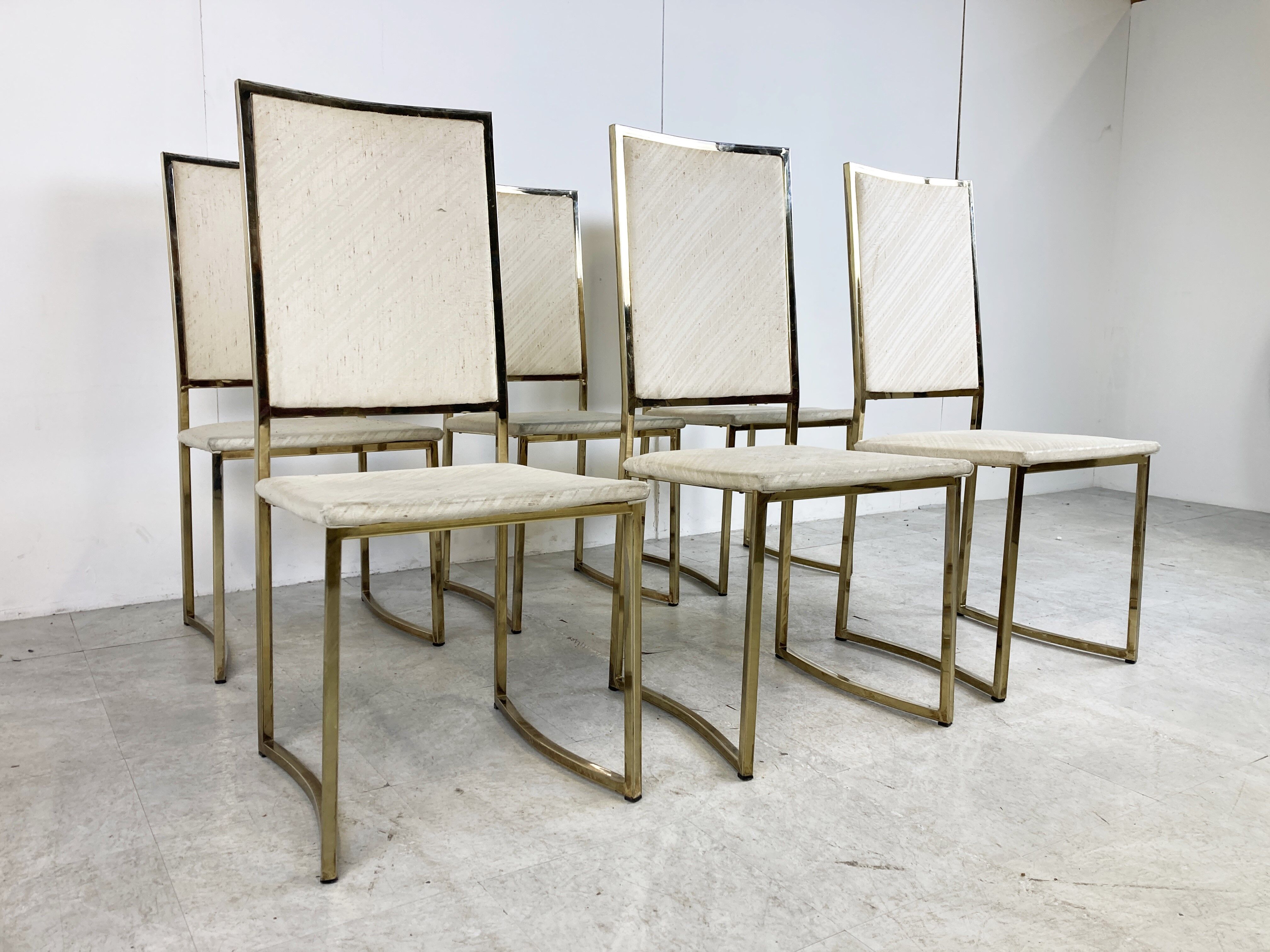 Vintage brass dining chairs by Belgo chrom, 1970s