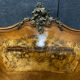 Pair of Louis XV curved beds all faces in walnut bramble and precious wood