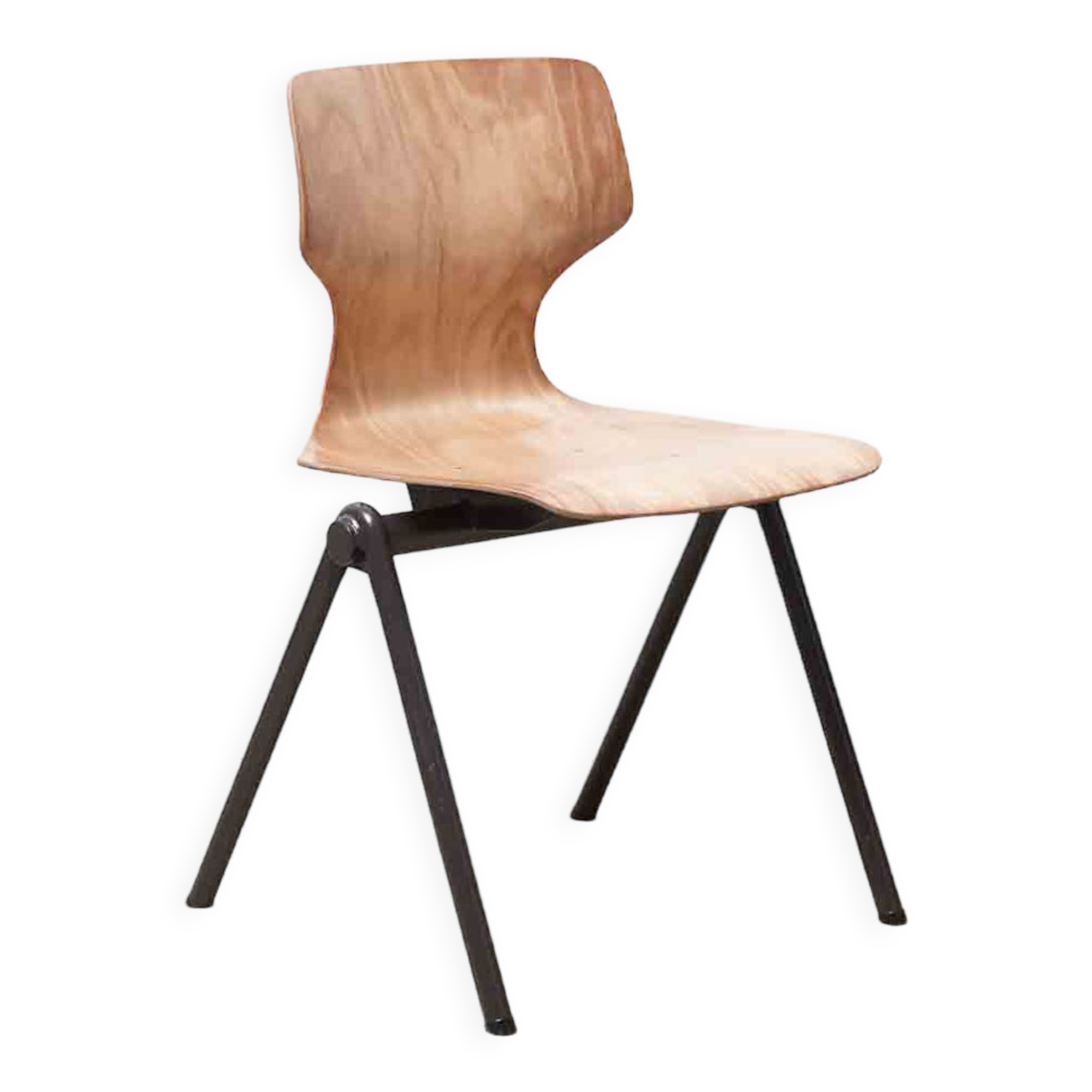 Vintage stackable chair Galvanitas S30 arched beech grey