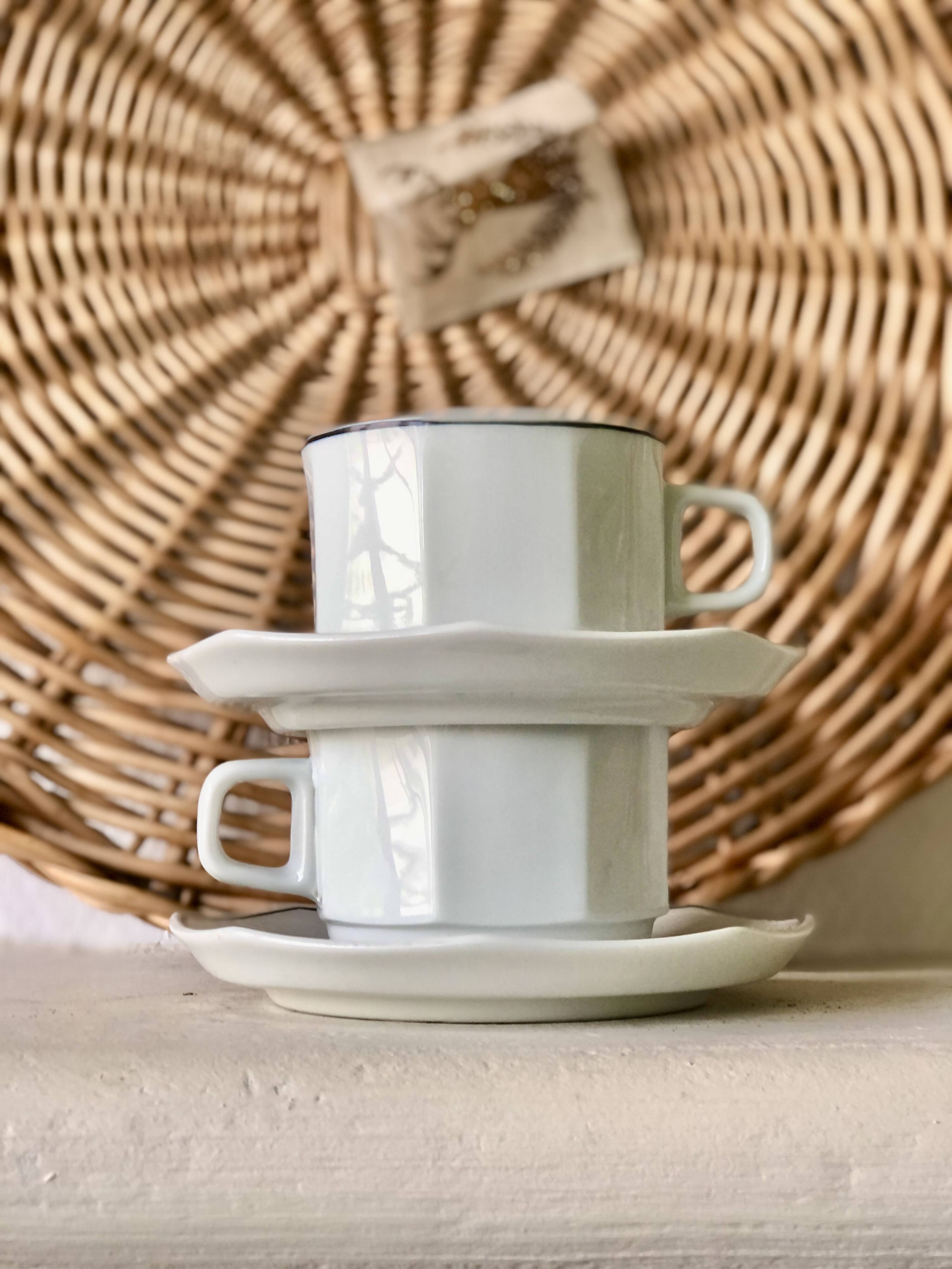 Set of Sarreguemines breakfast cups