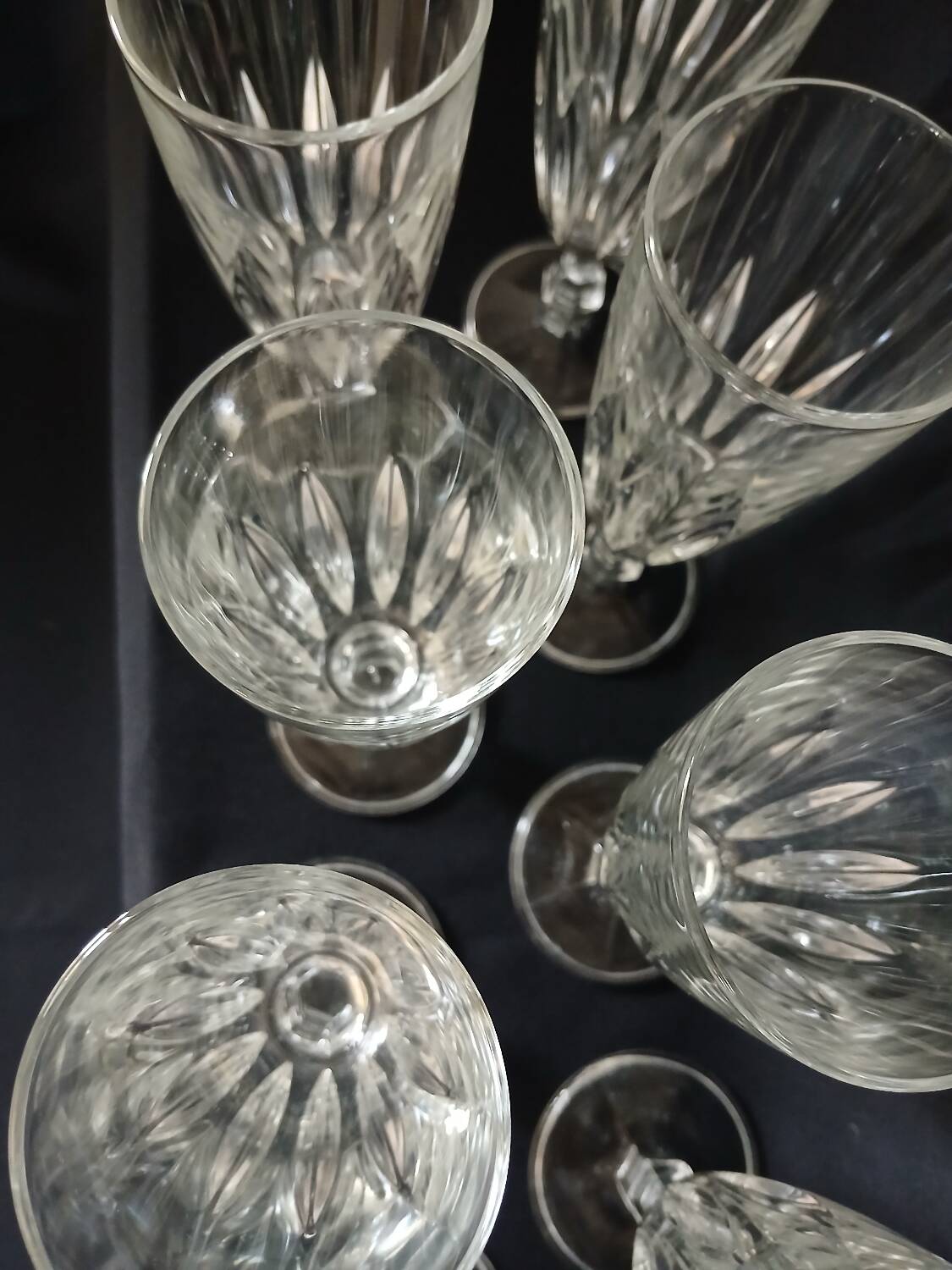 8 antique champagne flutes