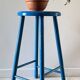 TABOURET Vintage Bois BLEU Electrique