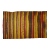 Grand Kilim Turc Vintage Raye Rouge et Jaune 326 x 196 cm