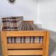 Ancien canapé lit 3 places design années 70/80 en pin vintage sofa