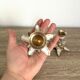 Pair of vintage brass and mother-of-pearl candle holders