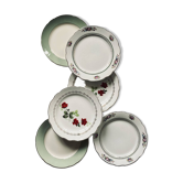 Lot of 6 old mismatched flat plates manufactured by Digoin, Sarreguemines, Villeroy Boch