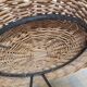 Vintage round rattan and metal coffee table