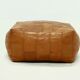 Mid-Century Patchwork Cognac Leather Pouf, 1970s