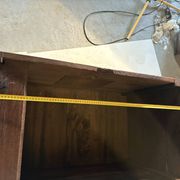 Rustic antique oak chest, original fittings and moulded panels.