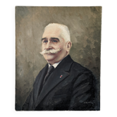 Ancien portrait acrylique sur toile décoration campagne
