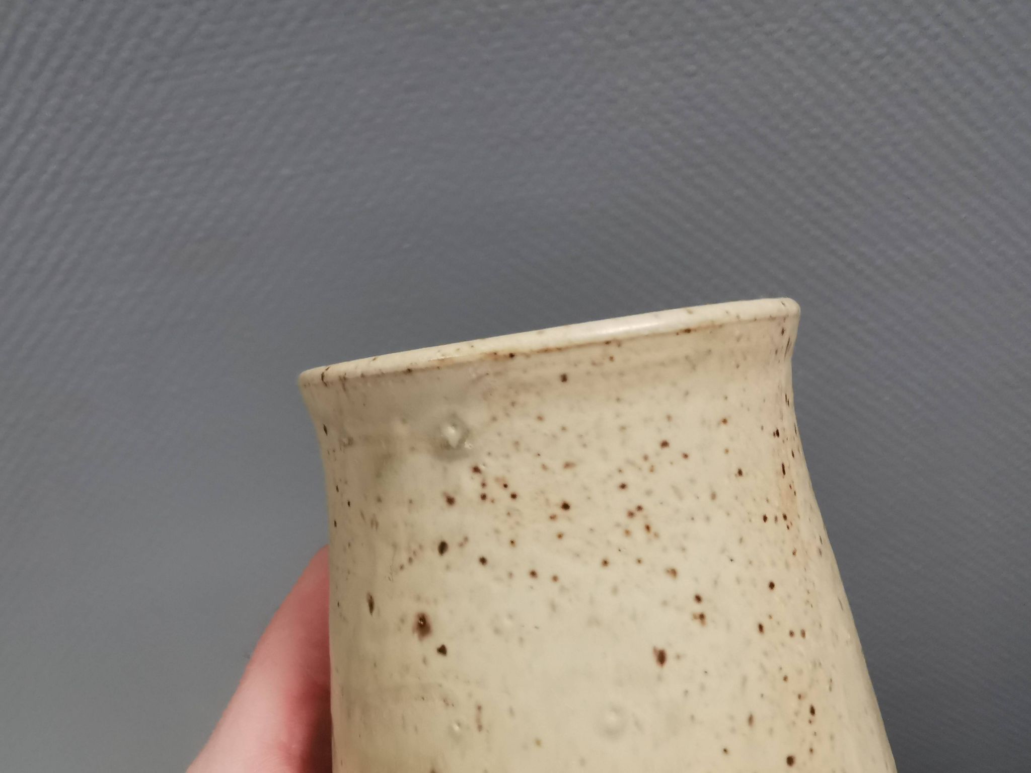 Small vase in beautiful beige glaze. Denmark 1970-80s