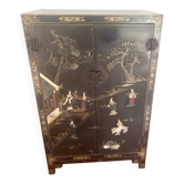 Magnificent black and gold lacquered Chinese cabinet.