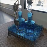 Blue liqueur service with its stand