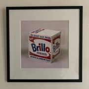Original vintage pop art poster reissue of Andy Warhol's "Brillo Box 1964".