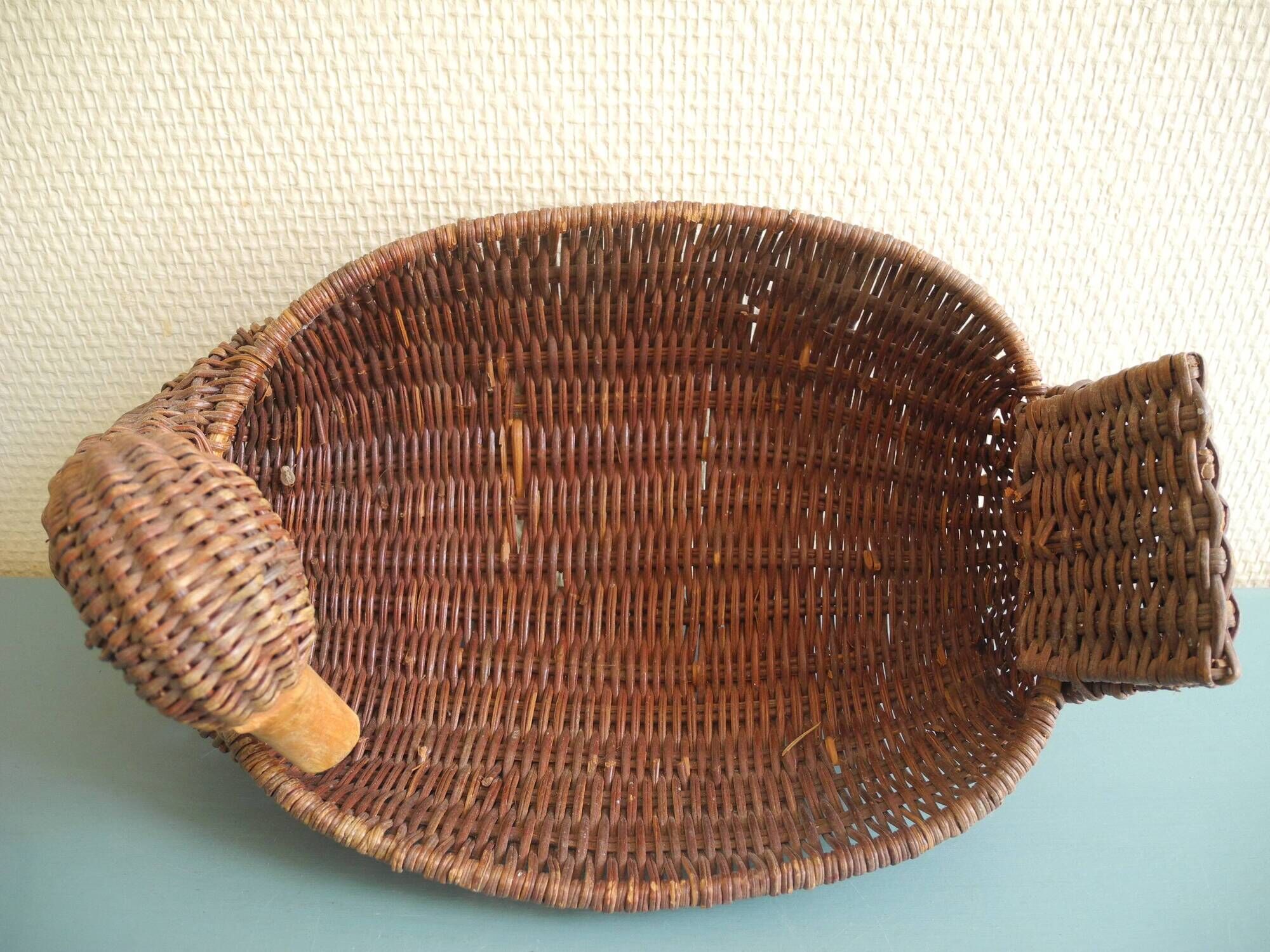 vintage rattan wicker duck basket