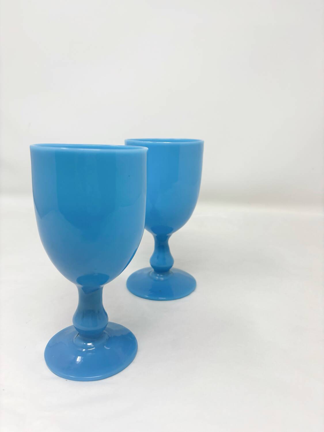 2 blue opaline glasses from Portieux