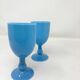 2 blue opaline glasses from Portieux
