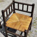 Pair of Bobbin armchairs, corner fire seat, corner