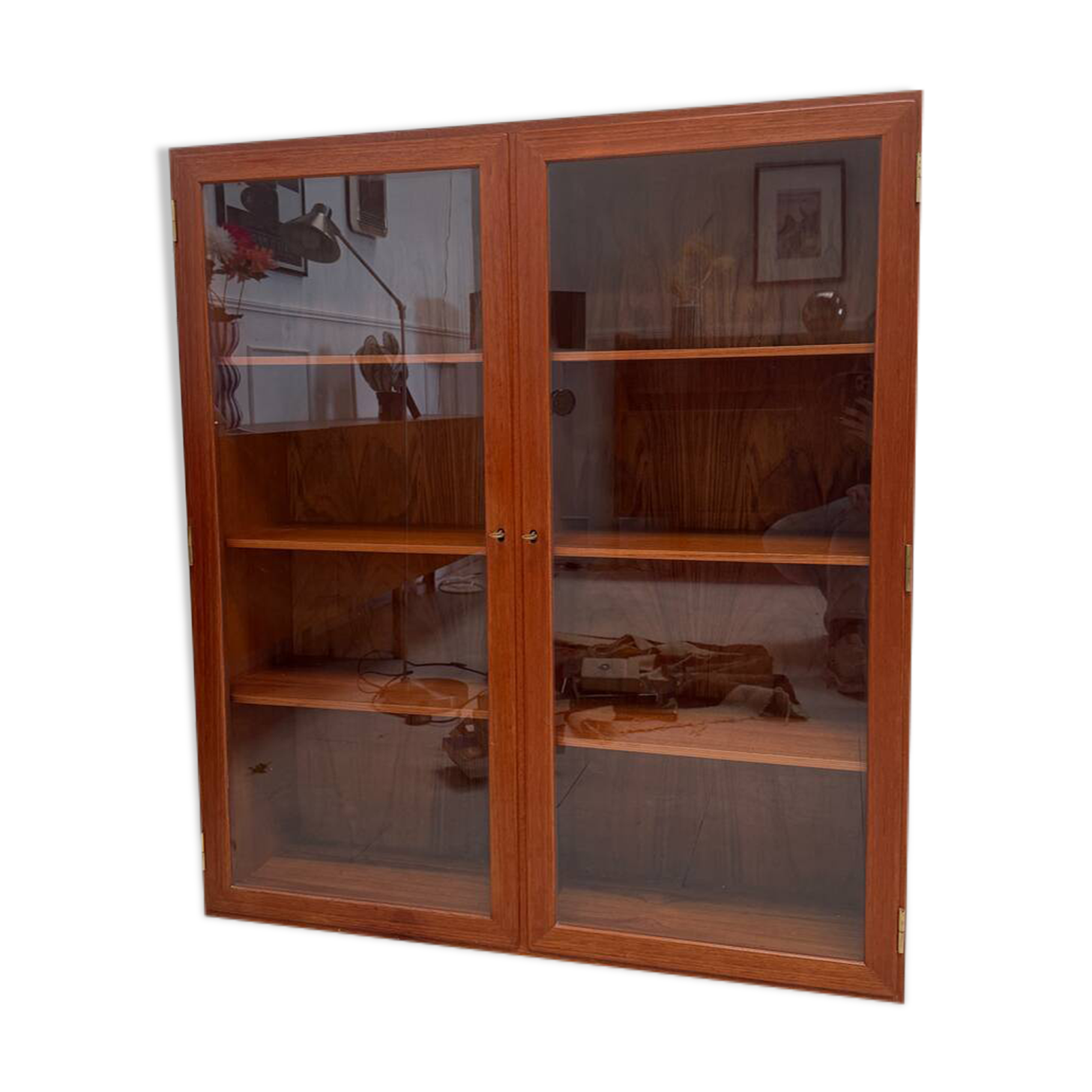 Teak glass bookcase