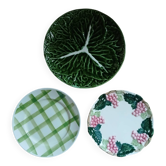3 mismatched vintage dinner plates