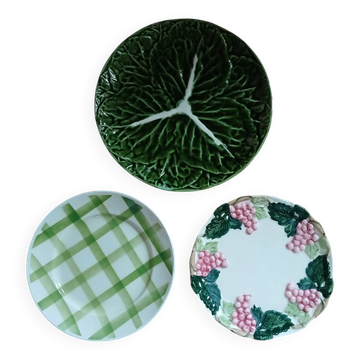 3 assiettes plates vintages dépareillées