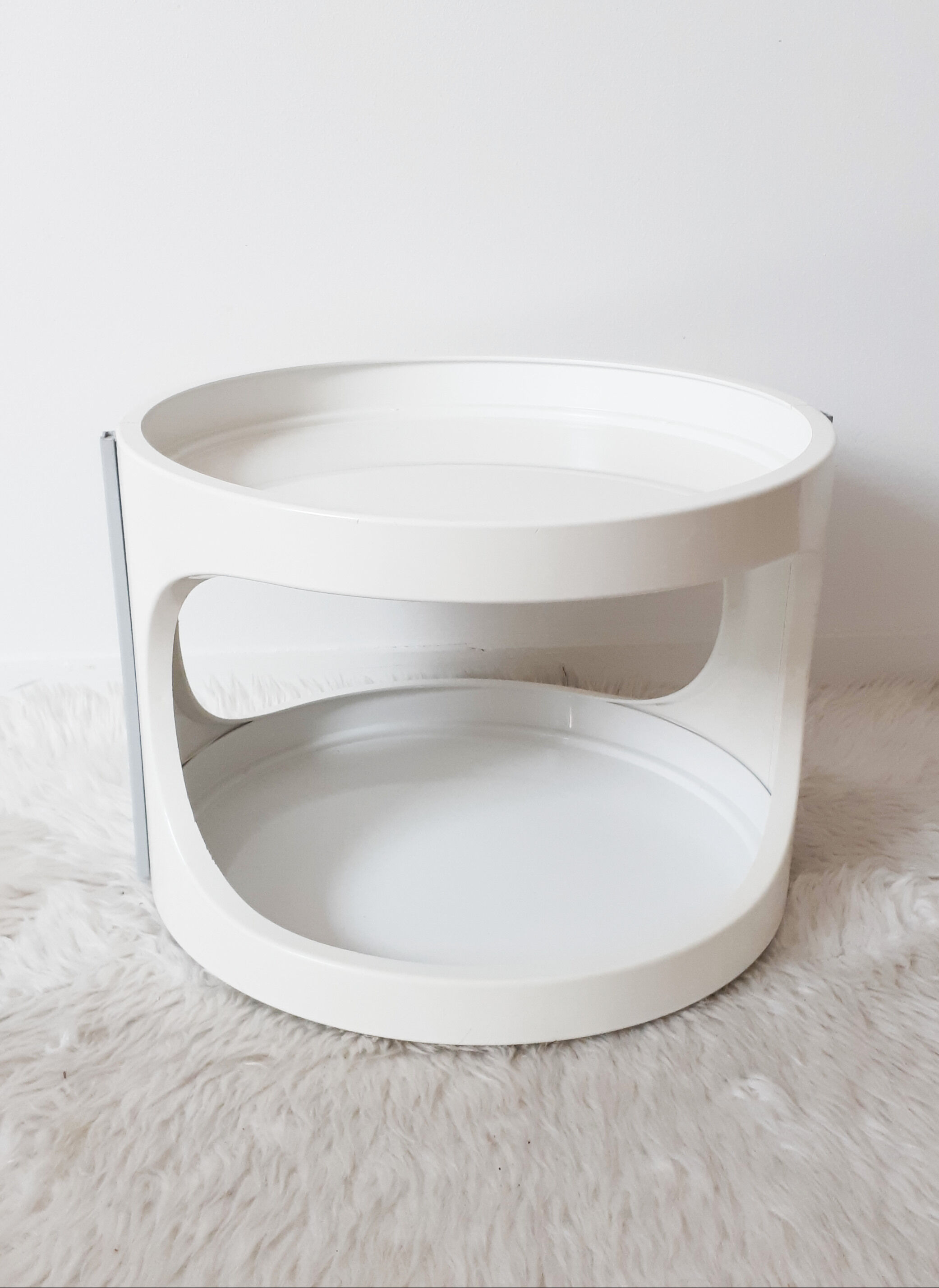 Vintage bar table, white plastic, round table, 70s