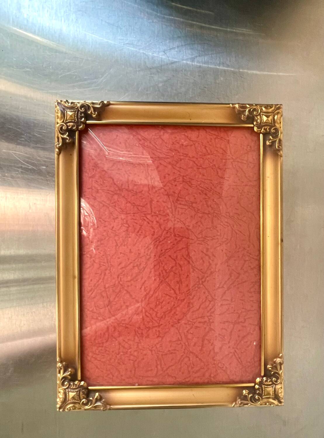 Vintage Metal Picture Frame 23 cm x 17 cm CONVEX glass