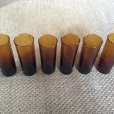 Series of 6 amber glasses