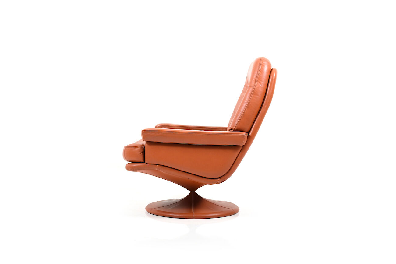 1970 s scandinavian leather swivel lounge armchair