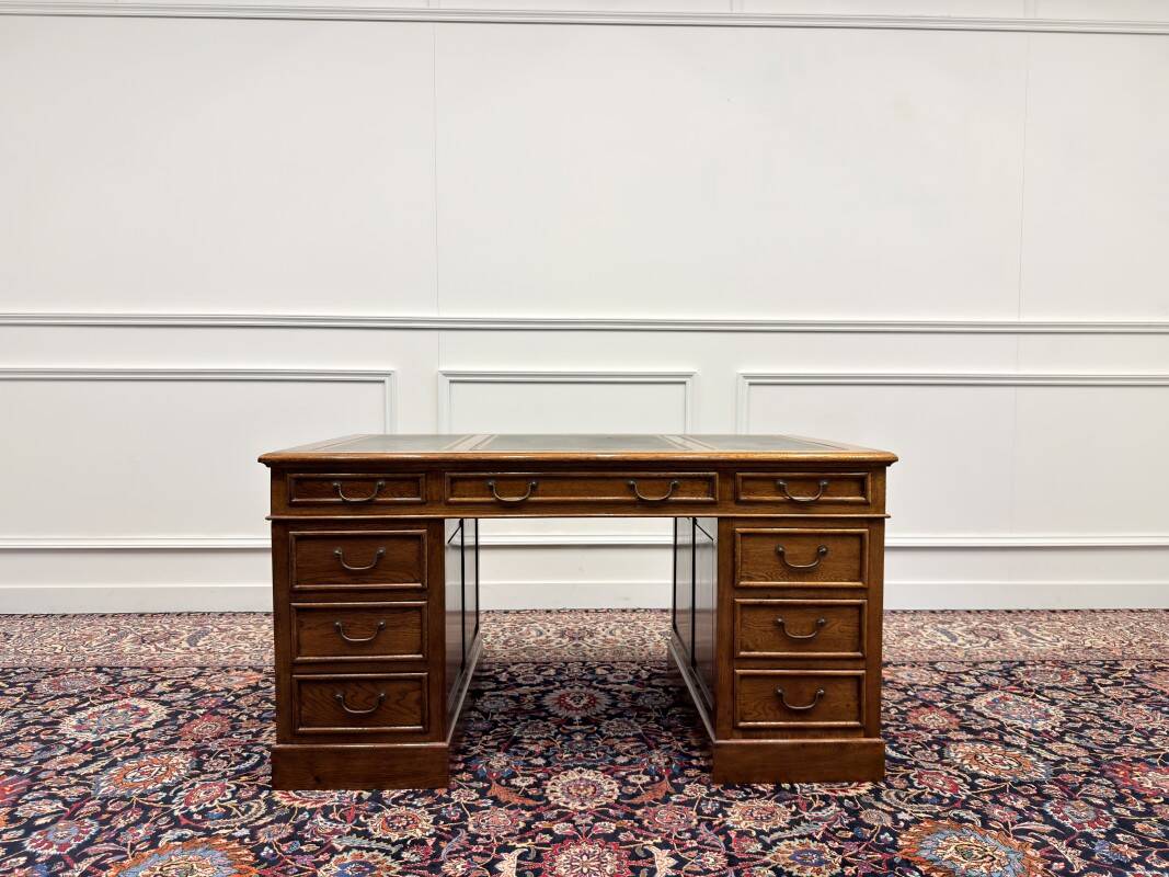 Classic English Desk with Green Inlay