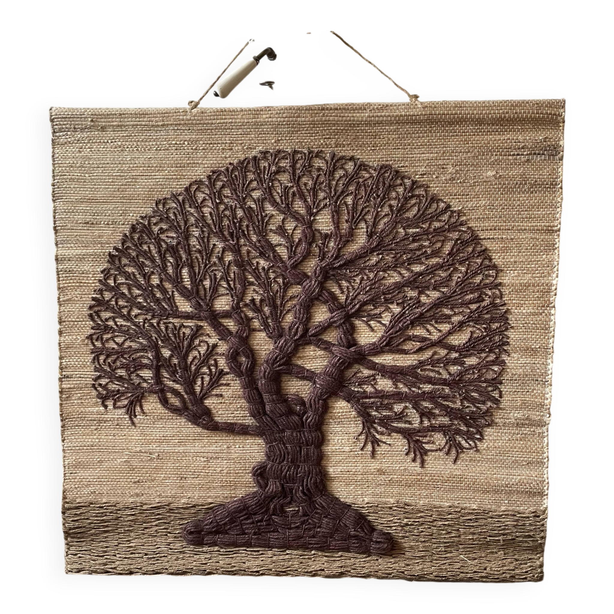 Large woven wall tapestry made of fibers Tree of Life