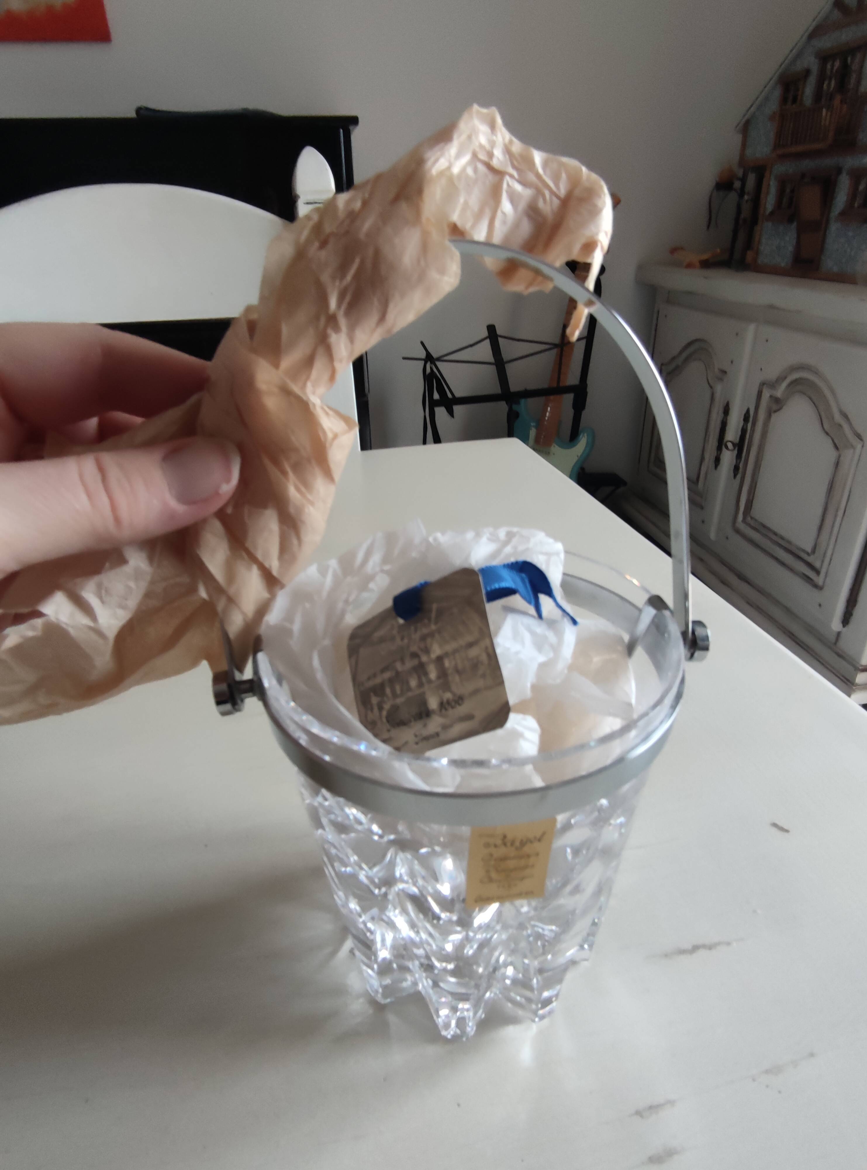 Crystal ice bucket from the royal crystal factories of Champagne.