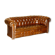 Restored Chesterfield leather sofa in vintage Art Deco style